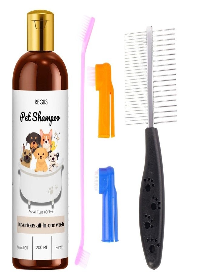 REGIIS Pet Shampoo with Keratin and Kernal Oil, Luxurious All-in-One Wash for All Types of Pets, 200 ML(Pack of 3) - Image 1